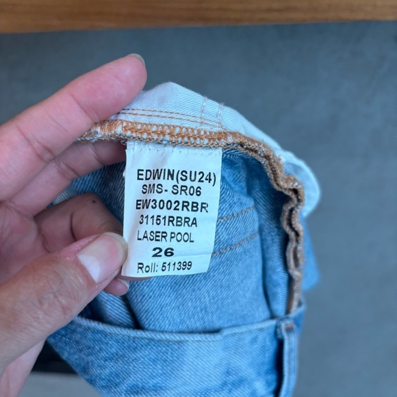 NWT EDWIN BY ANTHROPOLOGIE SAMPLE CAI CUT OFF SHORT POOL LASER, SIZE 26 - Picture 12 of 14